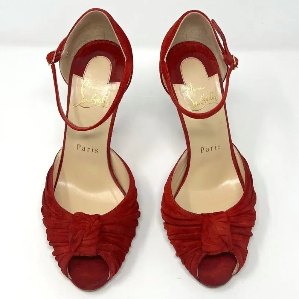 Christian Louboutin Marchavekel Red Suede Knot‎ Pumps Size EU 36 / US 6